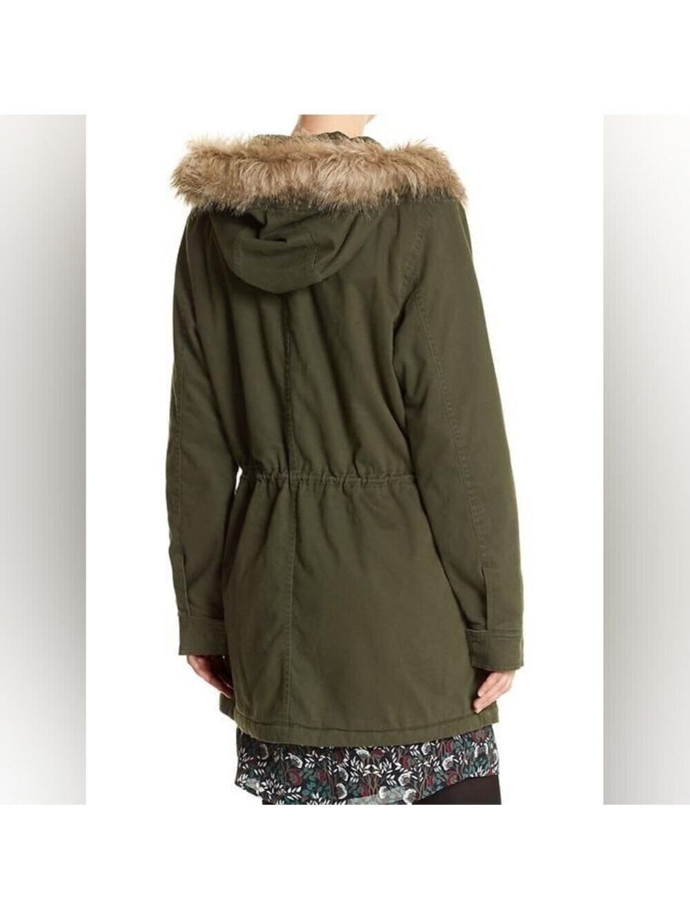 Gap Green Utility Jacket with Faux Fur Trimmed Hood, Size L - Picture 3 of 15
